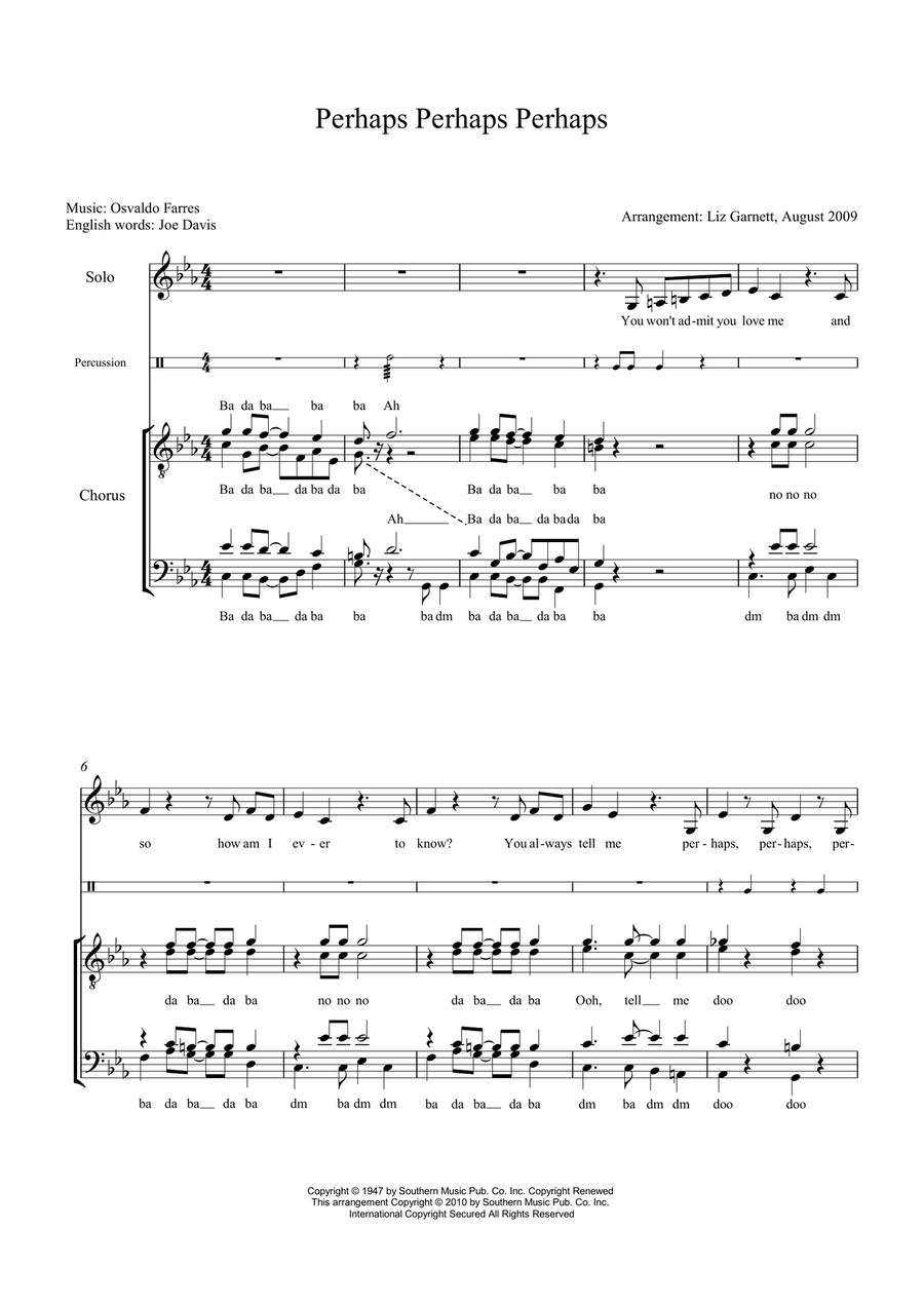 Quizas, Quizas, Quizas (perhaps, Perhaps, Perhaps) TTBB scores gallery preview page 1