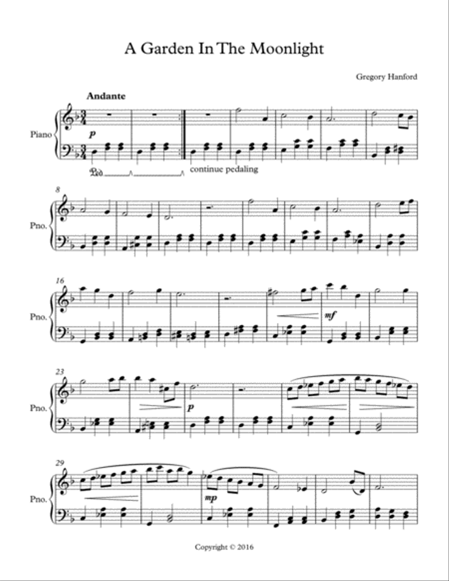 A Garden In The Moonlight Piano Solo scores gallery preview page 1