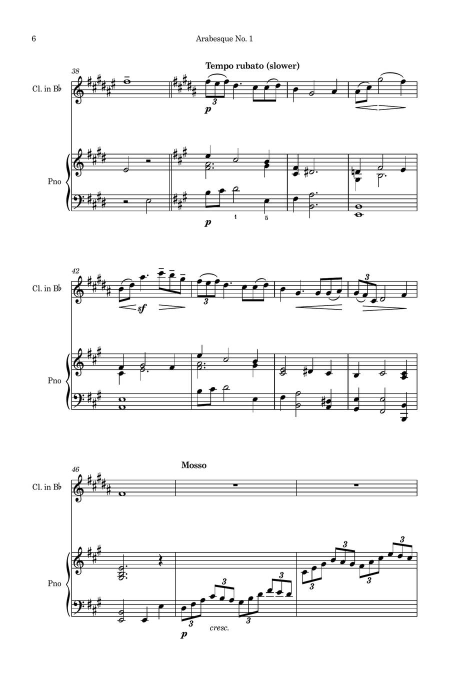 Arabesque No.1 (Simplified for Clarinet and Piano) B-Flat Clarinet scores gallery preview page 6