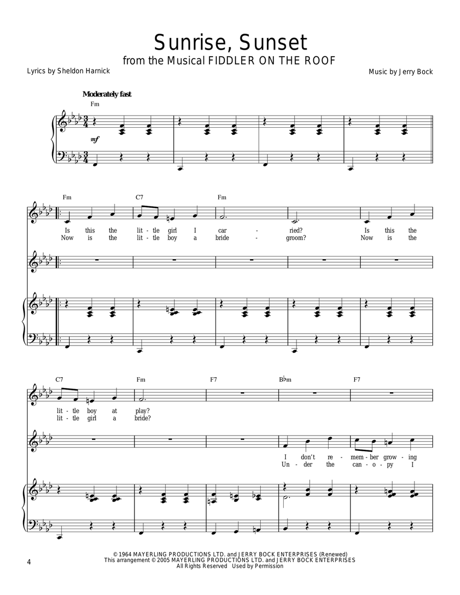 Sunrise, Sunset (from Fiddler On The Roof) Vocal Duet scores gallery preview page 1