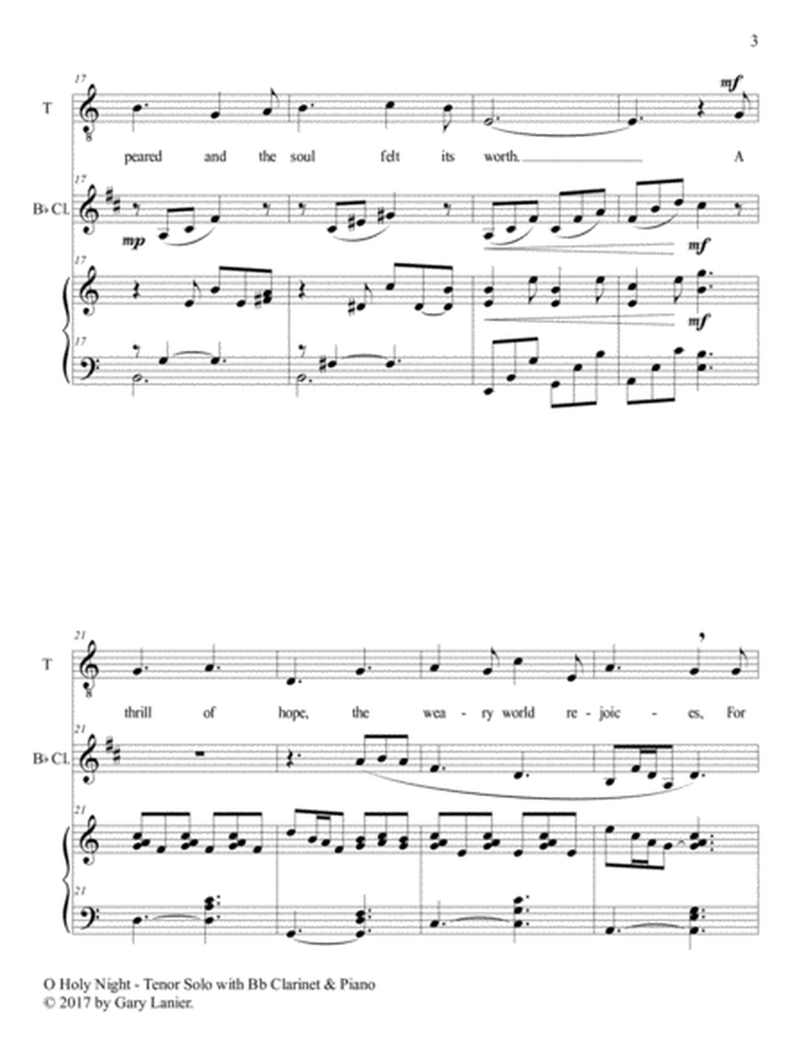 O HOLY NIGHT (Tenor Solo with Bb Clarinet & Piano - Score & Parts included) image number null