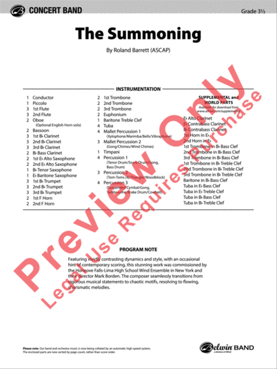 The Summoning The Summoning Concert Band scores gallery preview page 2