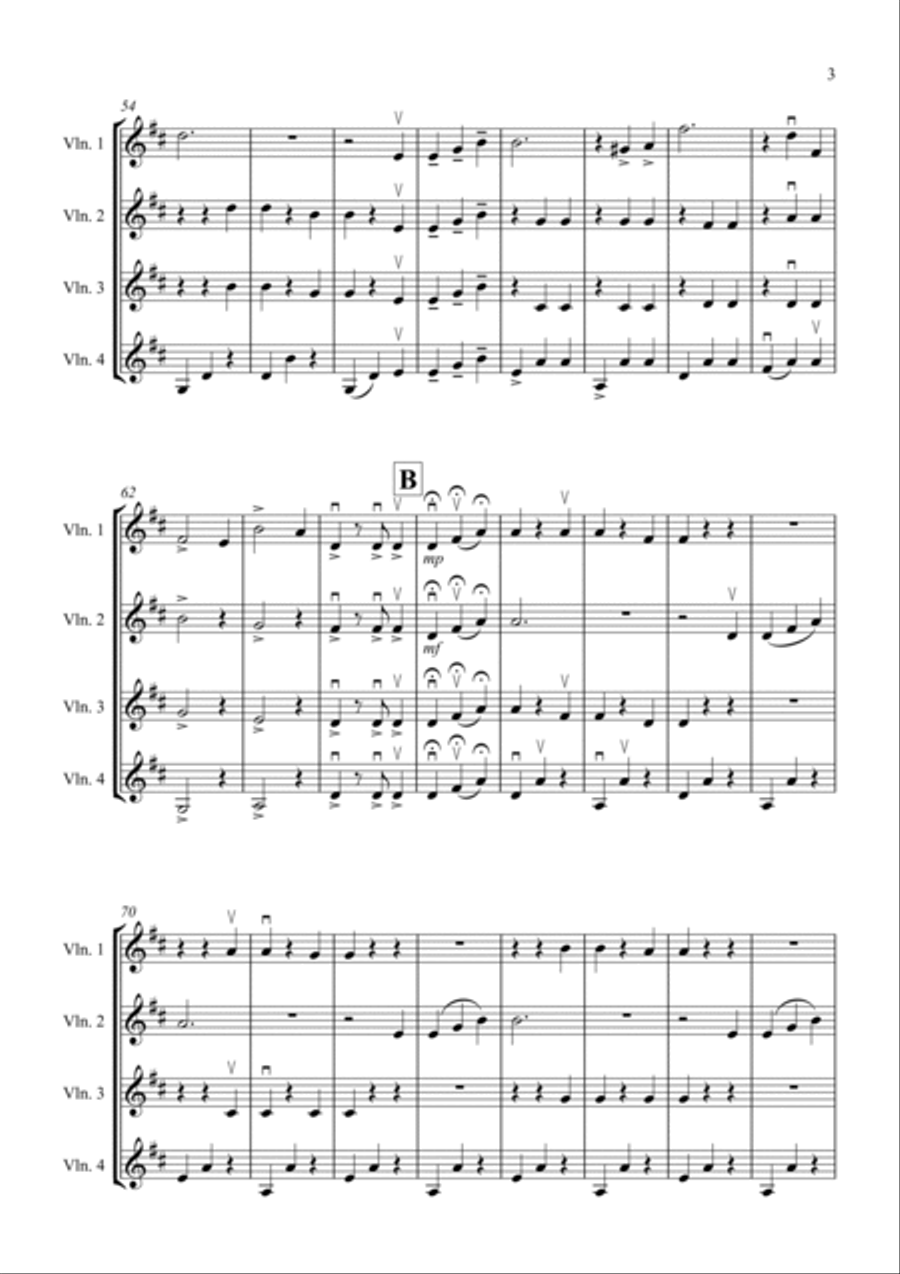 The Blue Danube for Violin Quartet The Blue Danube for Violin Quartet Small Ensemble scores gallery preview page 3