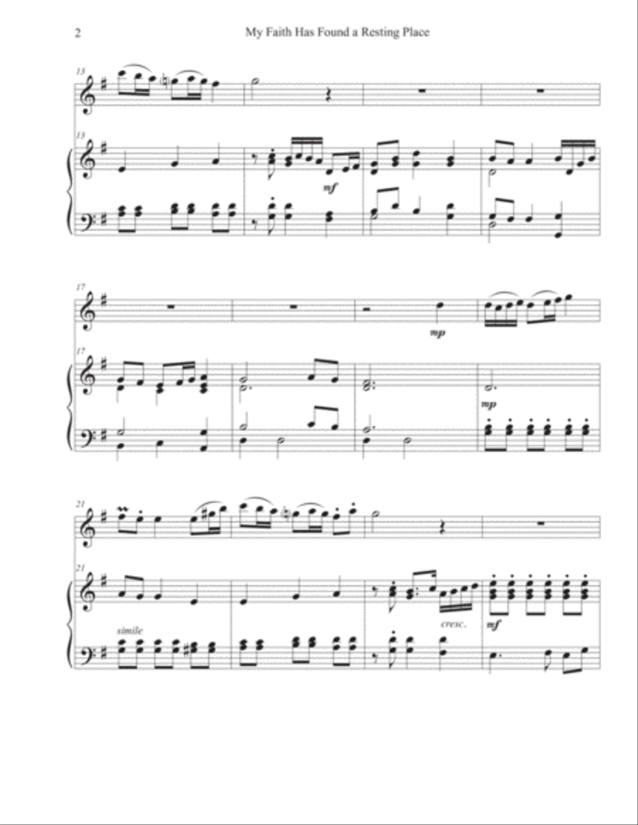My Faith Has Found a Resting Place (Violin-Piano) Violin Solo scores gallery preview page 2