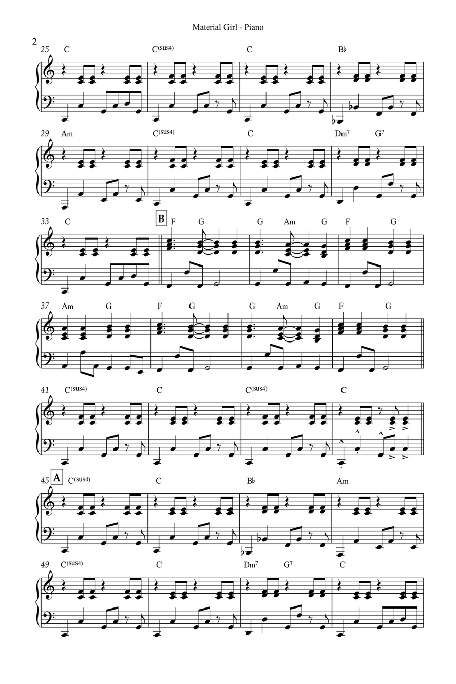 Material Girl Material Girl Easy Piano scores gallery preview page 2