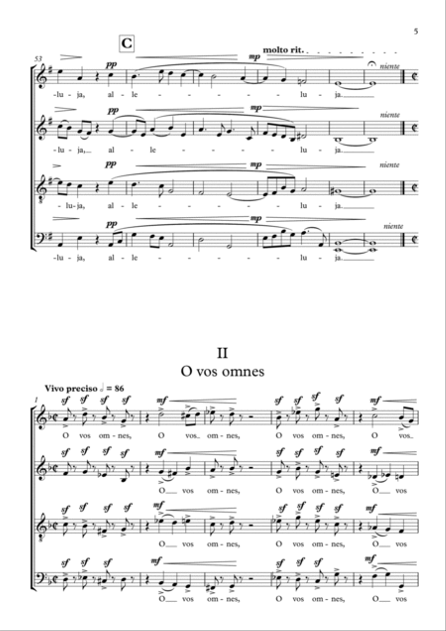 Three Motets, Op.297: 1. Os Justi 2. O Vos Omnes 3. Cantate Domino 4-Part scores gallery preview page 5