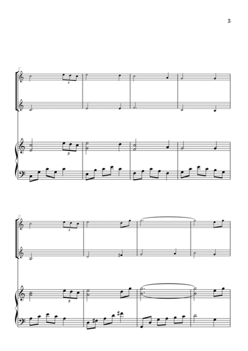 Amazing Grace • easy violin duet sheet music with intermediate piano accompaniment image number null