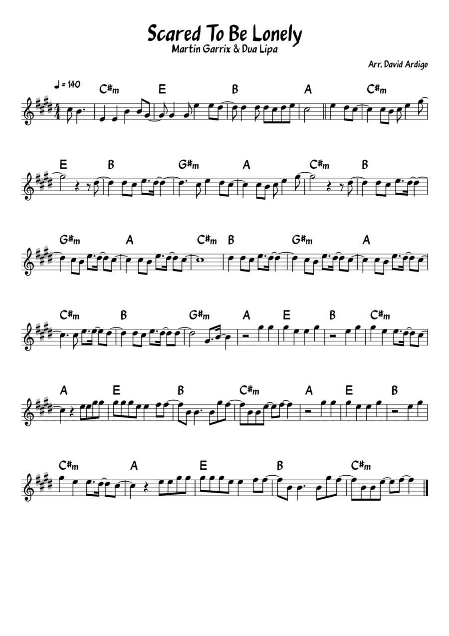 Scared To Be Lonely Easy Piano scores gallery preview page 1