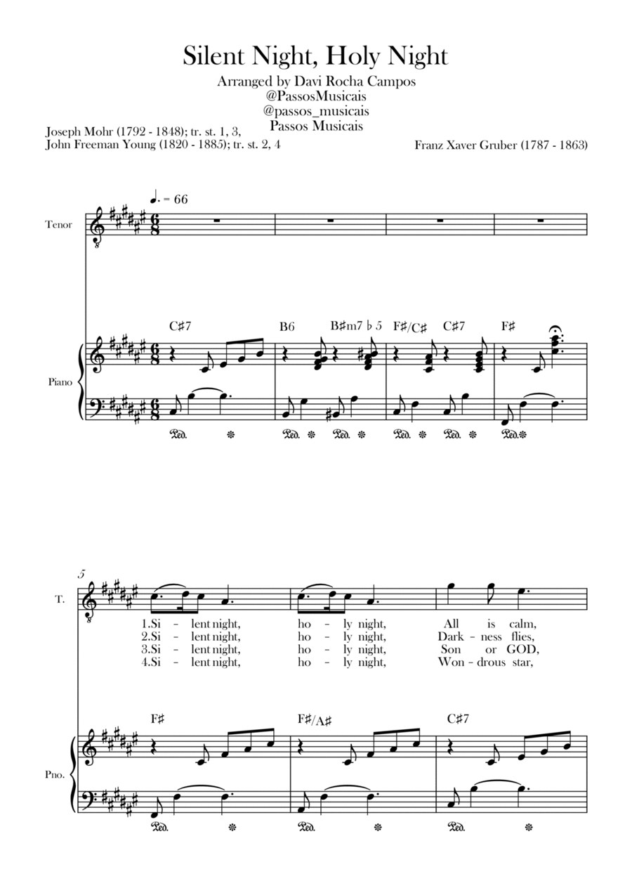 Silent Night, Holy Night Tenor Voice scores gallery preview page 1