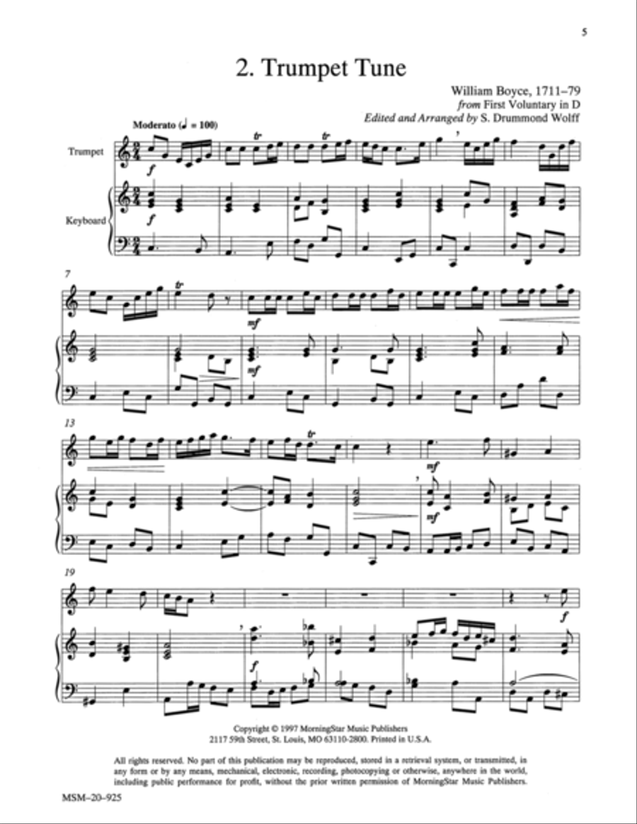 Trumpet Tune from First Voluntary in D Downloadable