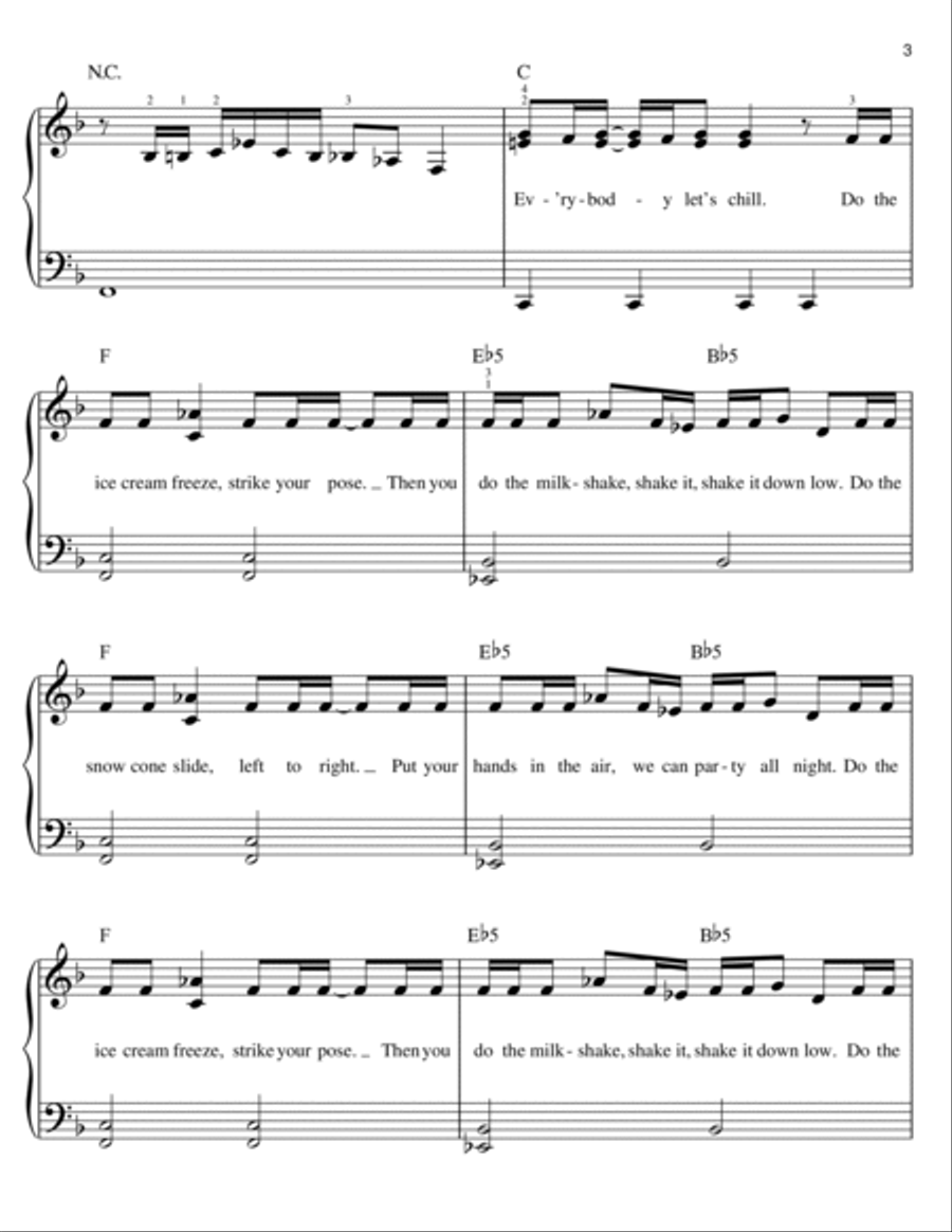 Ice Cream Freeze (Let's Chill) Easy Piano scores gallery preview page 3