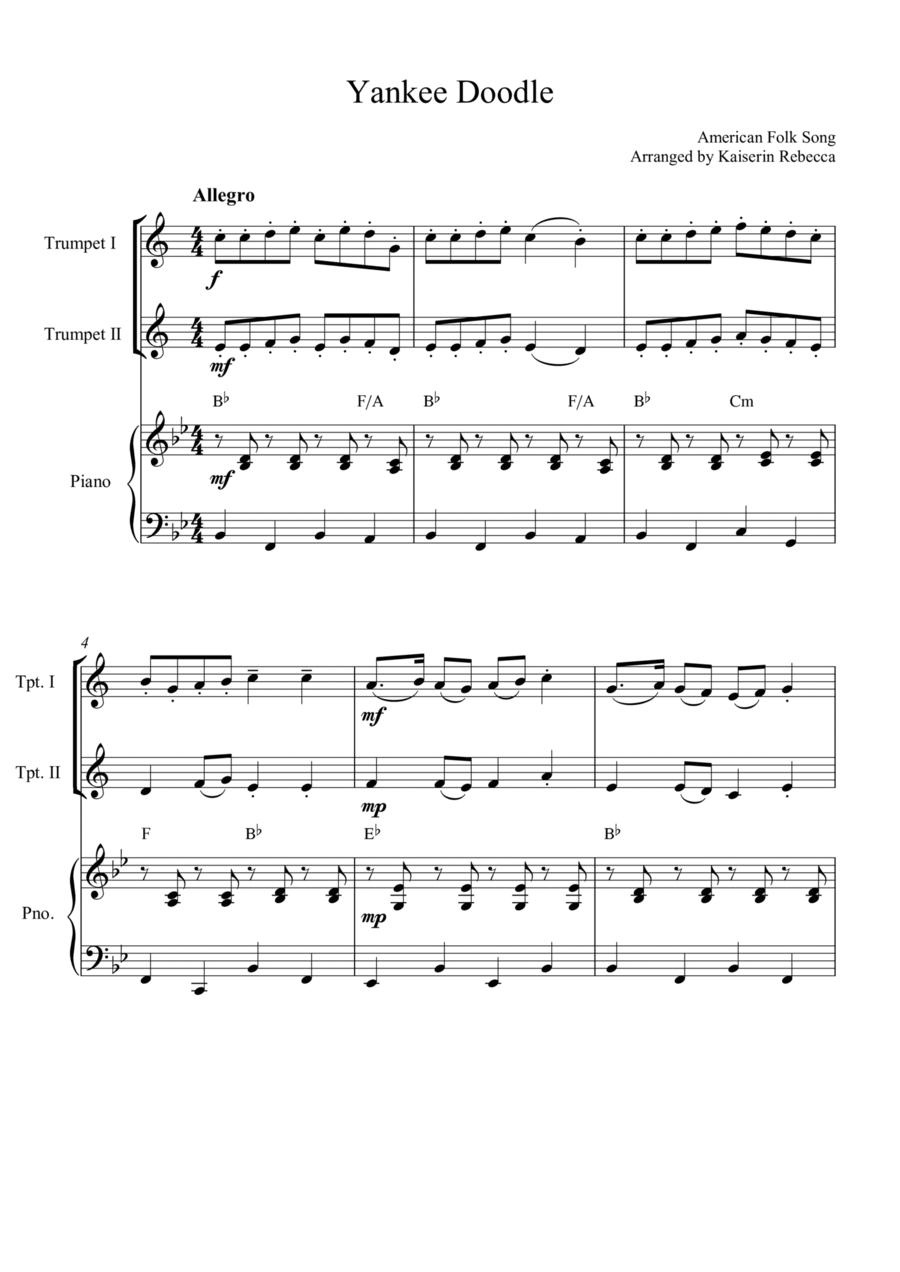 Yankee Doodle Trumpet Duet scores gallery preview page 1