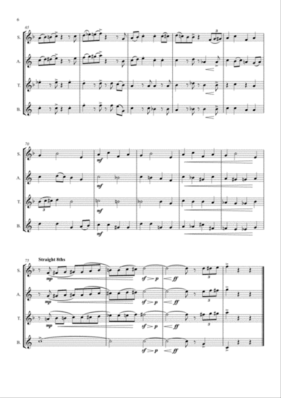 Santa Claus Is Comin' To Town Santa Claus Is Comin' To Town Saxophone Quartet scores gallery preview page 6