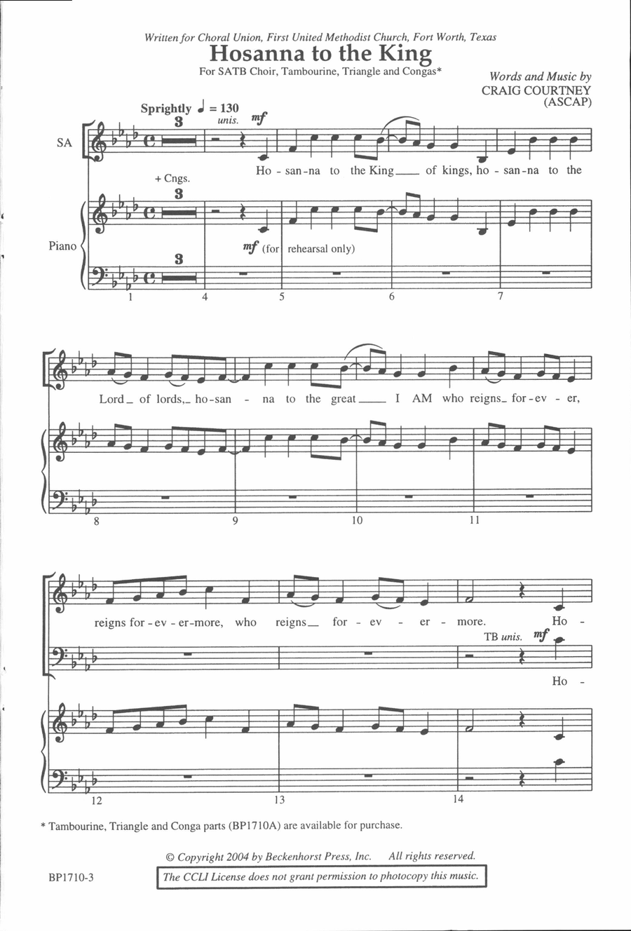 Hosanna to the King 4-Part scores gallery preview page 2