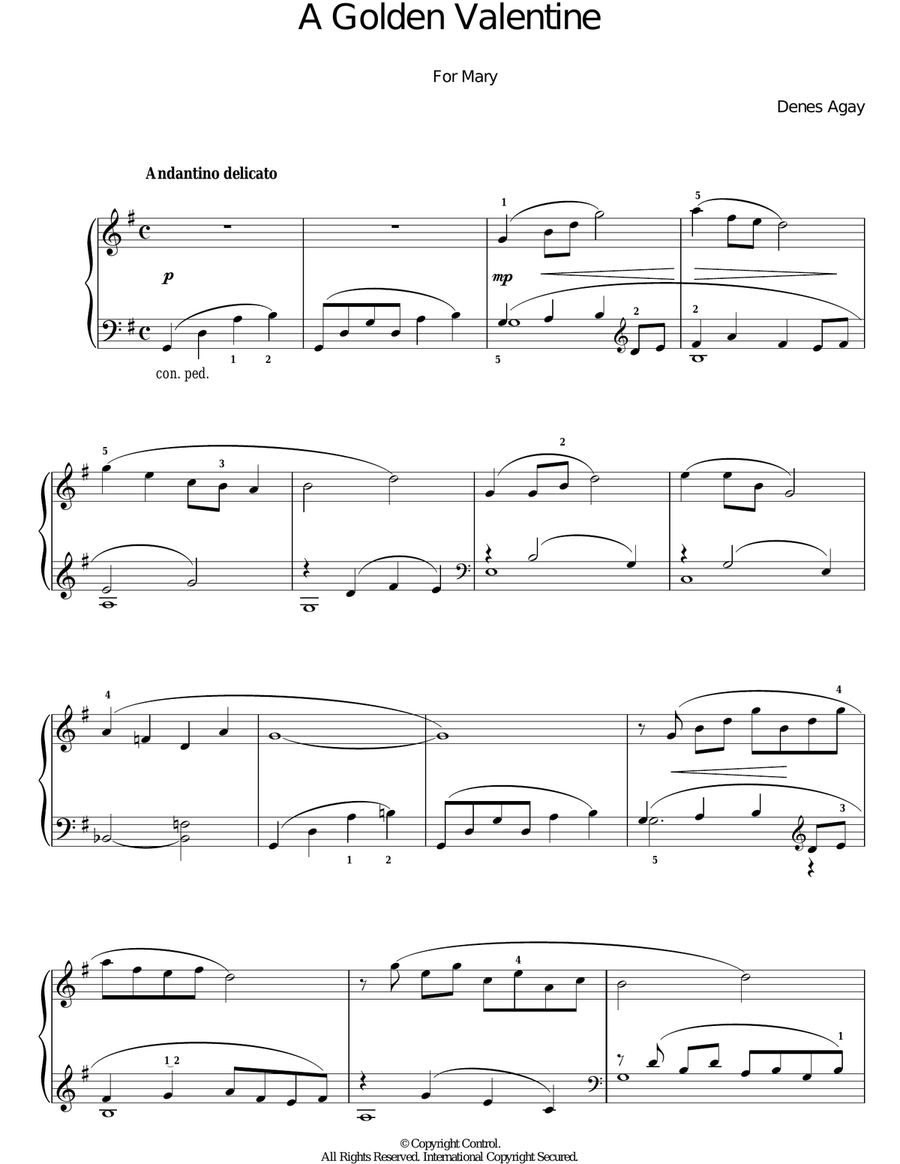 A Golden Valentine Piano Solo scores gallery preview page 1