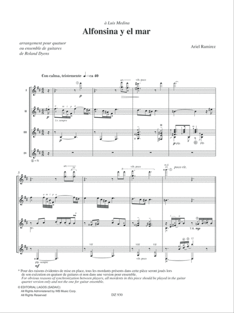 Alfonsina y el mar Alfonsina y el mar Guitar Ensemble scores gallery preview page 5