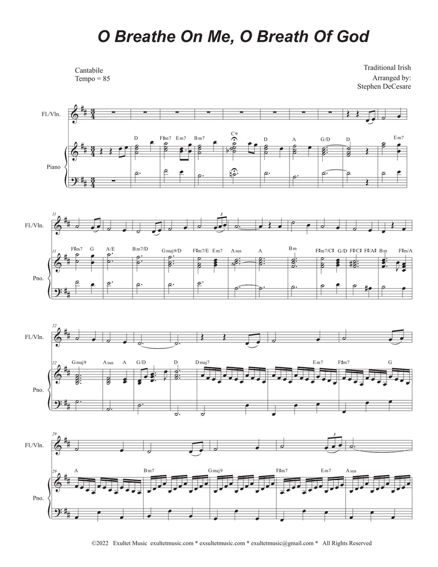 O Breathe On Me, O Breath Of God (Flute or Violin solo and Piano) Flute scores gallery preview page 1