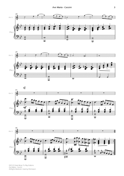 Caccini - Ave Maria - Bb Clarinet and Piano (Full Score and Parts) image number null