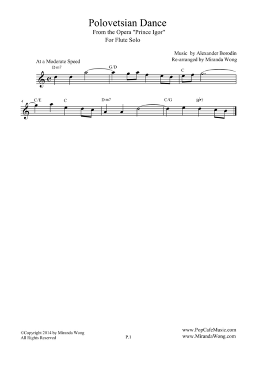 Polovetsian Dances (from Prince Igor) - Lead Sheet for Flute or Oboe Solo image number null