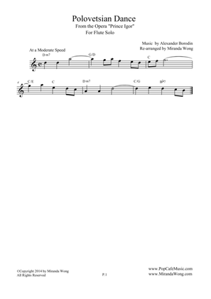 Polovetsian Dances (from Prince Igor) - Lead Sheet for Flute or Oboe Solo