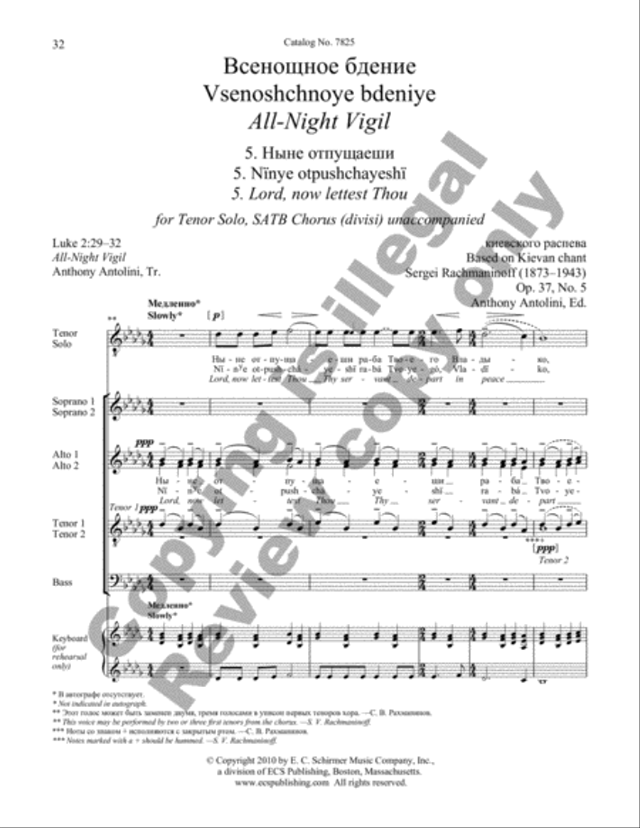 All-Night Vigil: 5. Lord, now lettest Thou Divisi scores gallery preview page 8