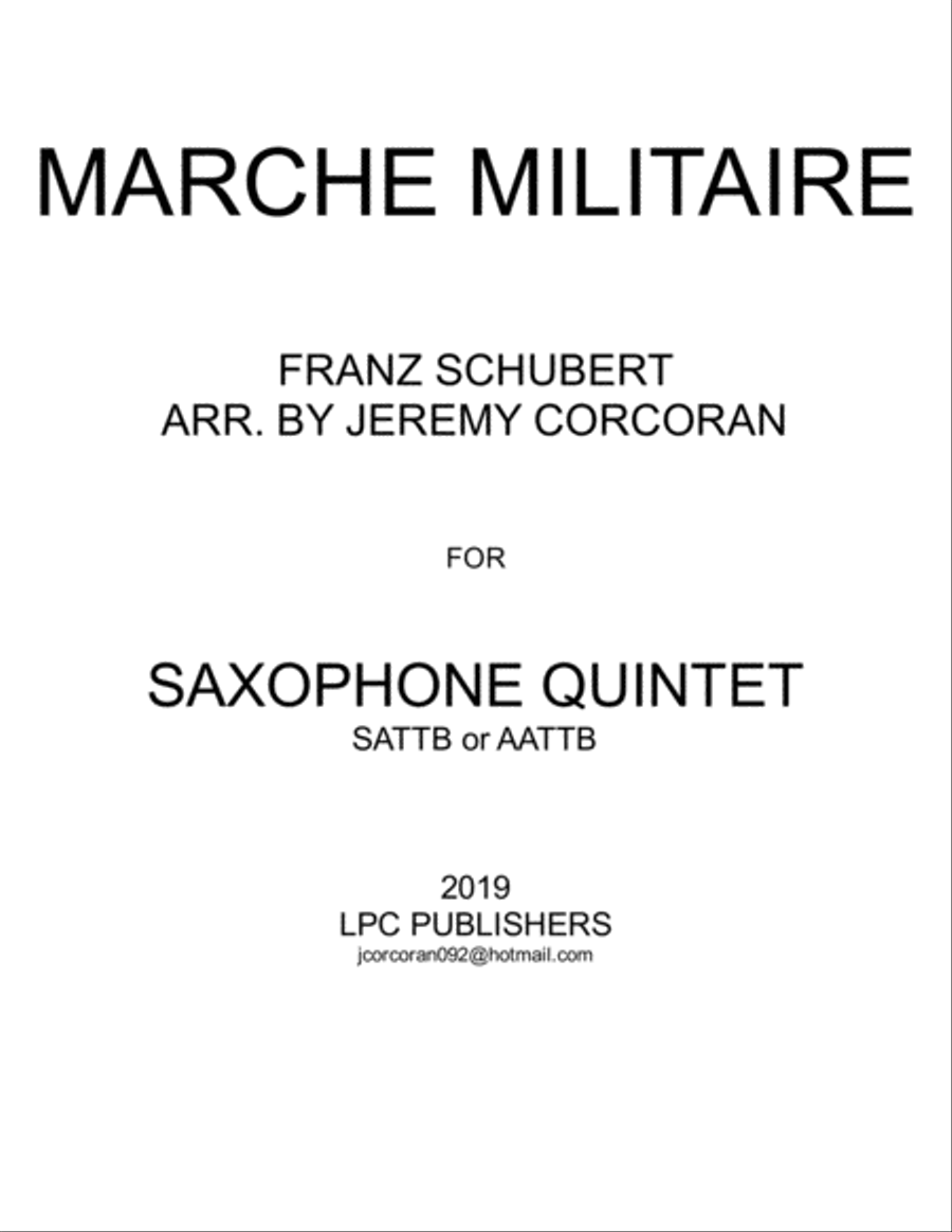 Book cover for Marche Militaire for Saxophone Quintet (SATTB or AATTB)