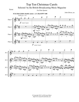 Book cover for Bach's "In Dulci Jubilo" for Flute Quartet