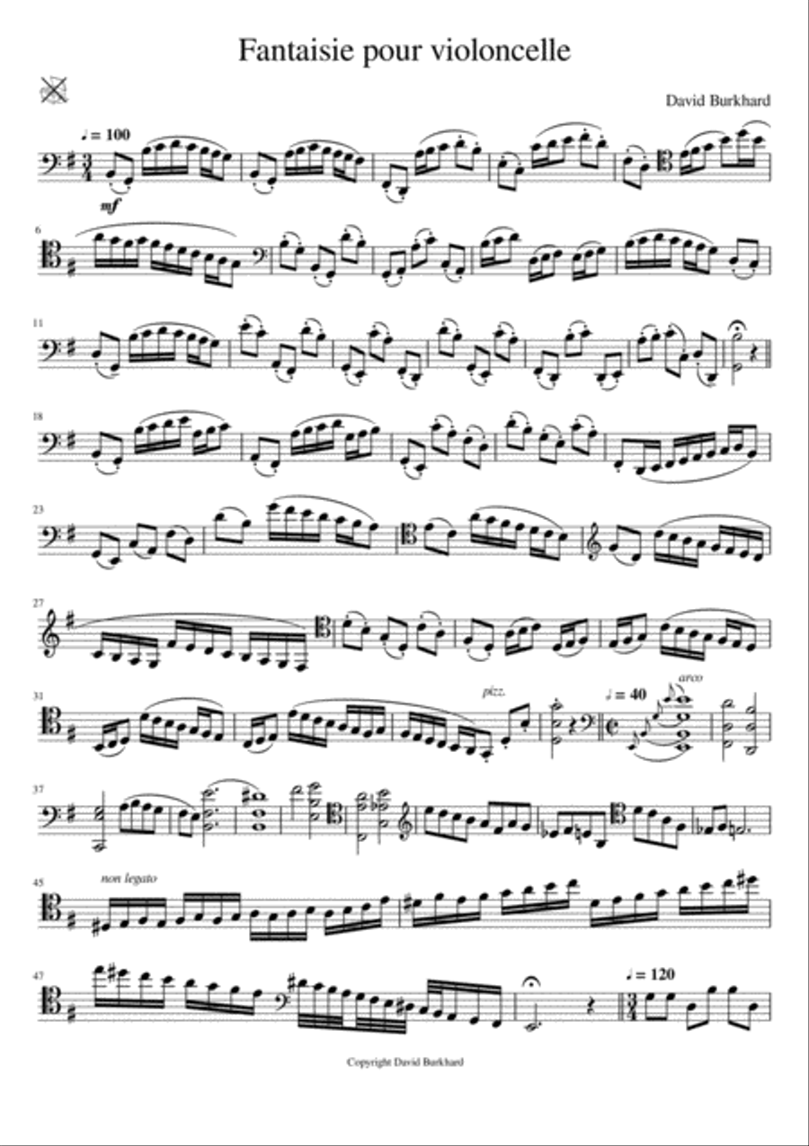 Fantaisie pour violoncelle (cello solo) Cello Solo scores gallery preview page 1