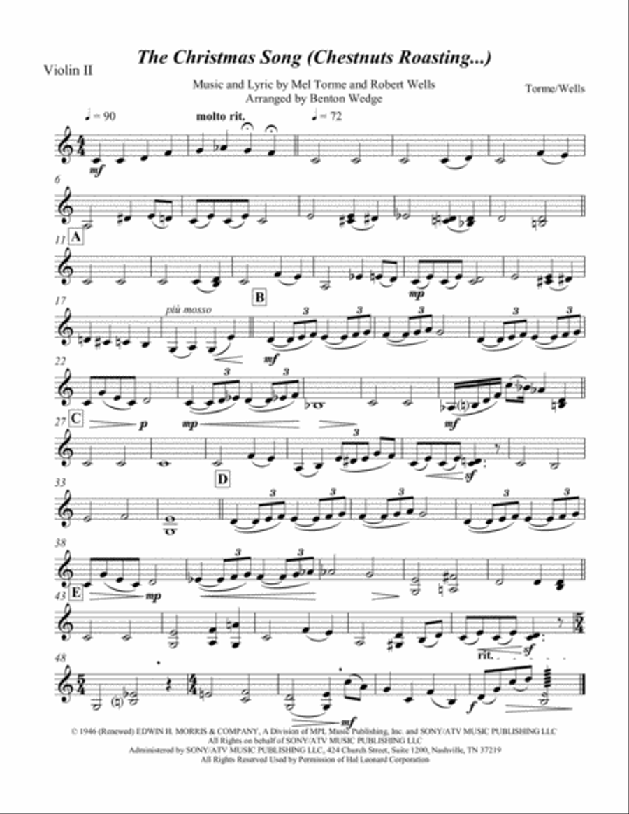 The Christmas Song (Chestnuts Roasting On An Open Fire) String Quartet scores gallery preview page 2