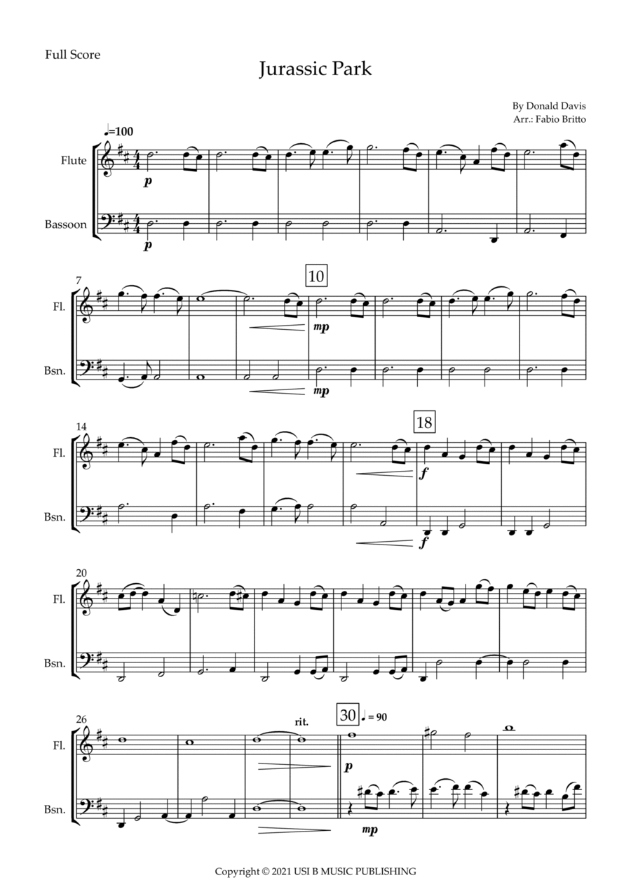 Jurassic Park Iii Jurassic Park Iii Woodwind Duet scores gallery preview page 1