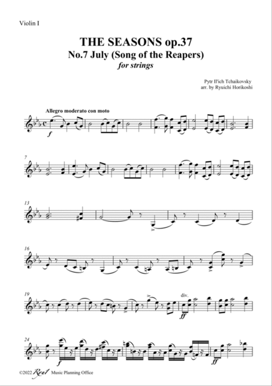 Tchaikovsky: The Seasons Op37 No.7 July (Song of the Reapers) String Orchestra scores gallery preview page 6