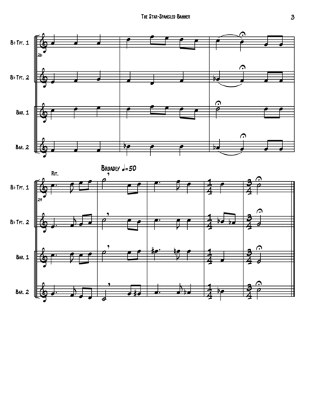 The Star-Spangled Banner (Brass Quartet - Trumpet 1 & 2, Baritone T.C. 1 & 2) image number null