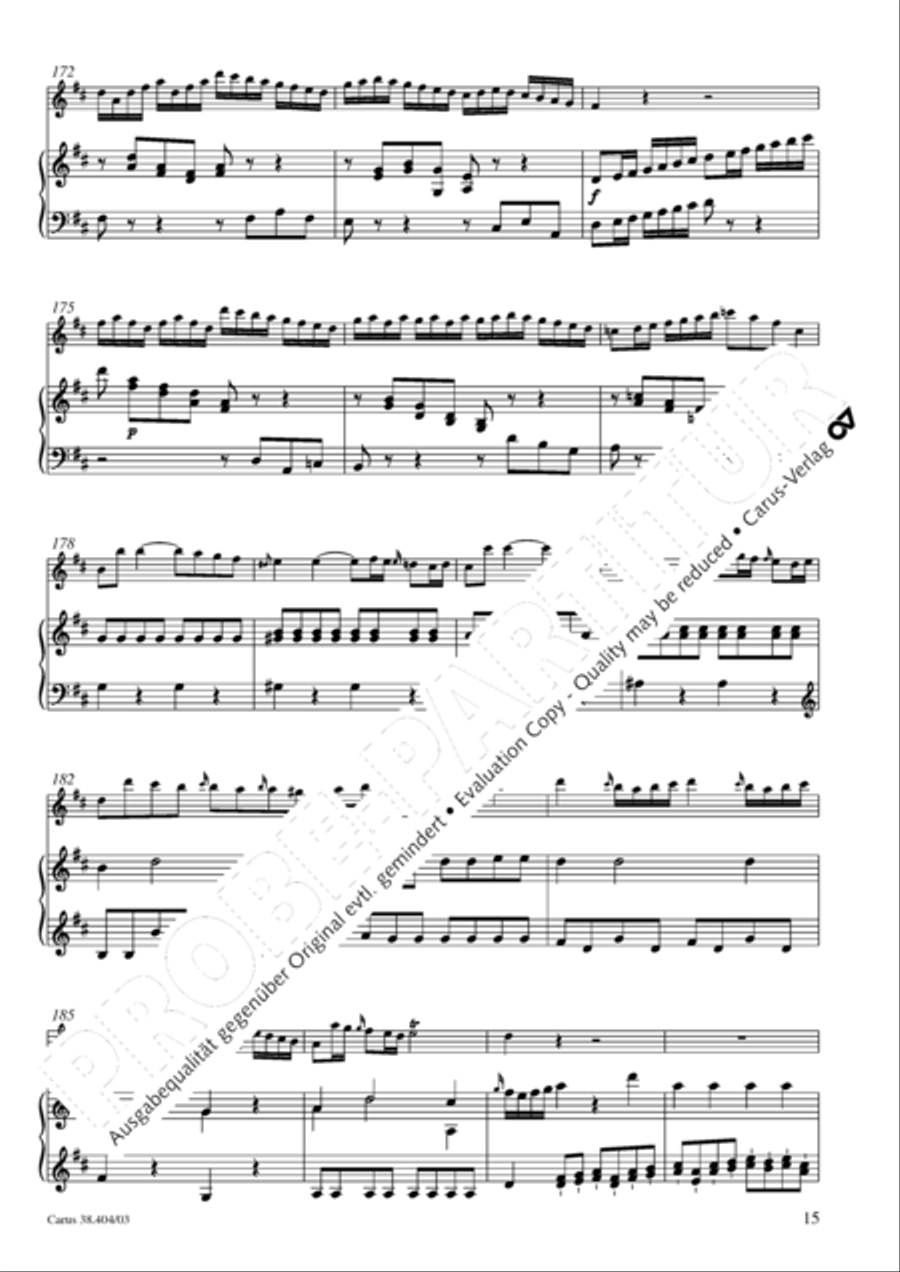 Concerto for Flute in D major (Concerto per il Flauto traverso in D / Flotenkonzert in D) Flute Solo scores gallery preview page 16