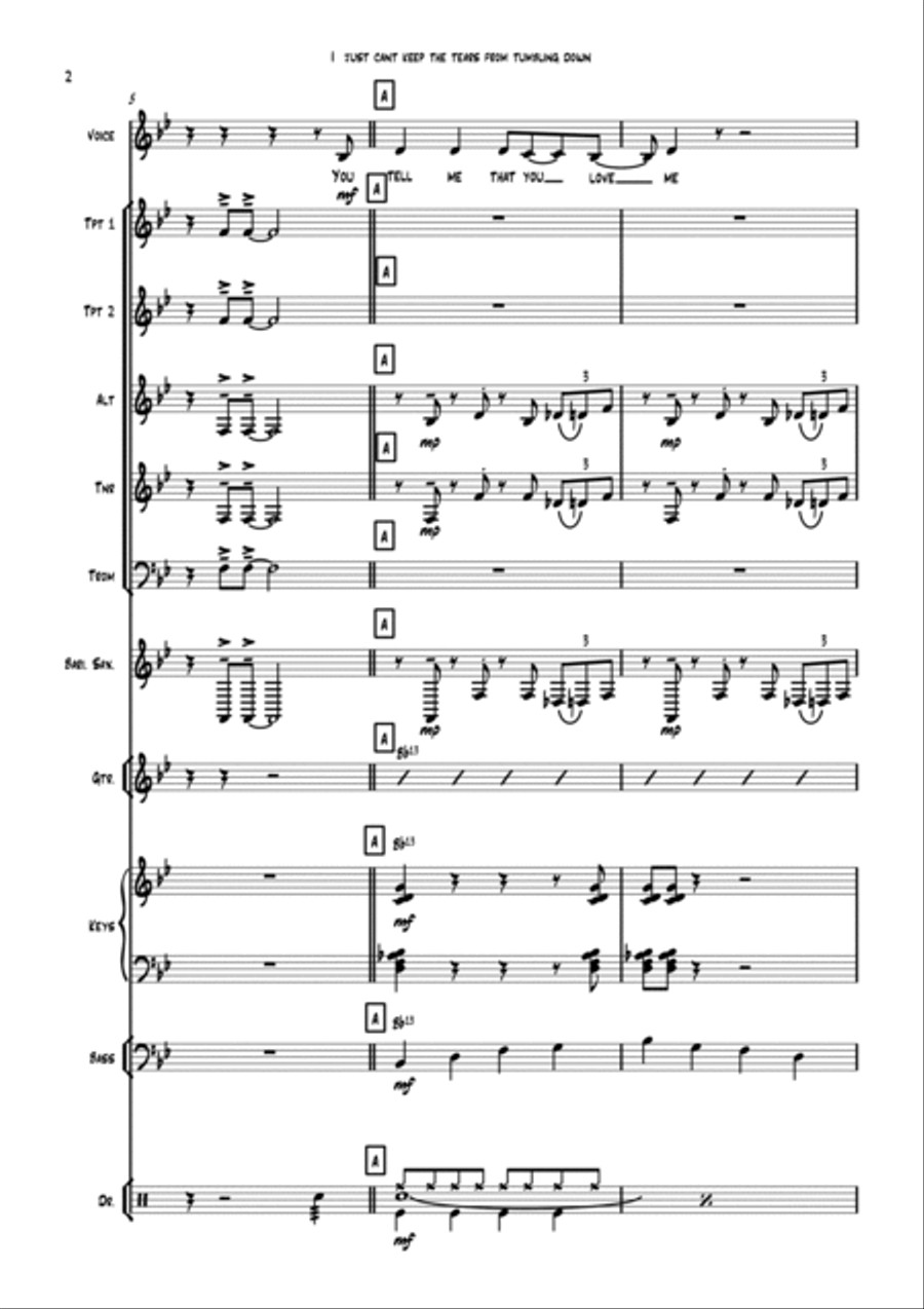 I Just Can't Keep The Tears From Tumblin Down Jazz Ensemble scores gallery preview page 2