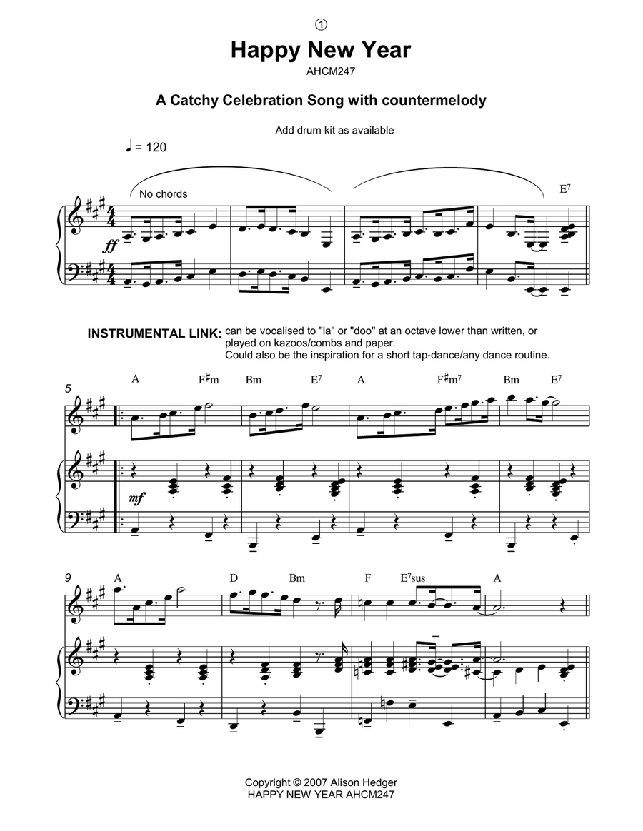 Happy New Year Happy New Year Piano, Vocal, Guitar scores gallery preview page 1
