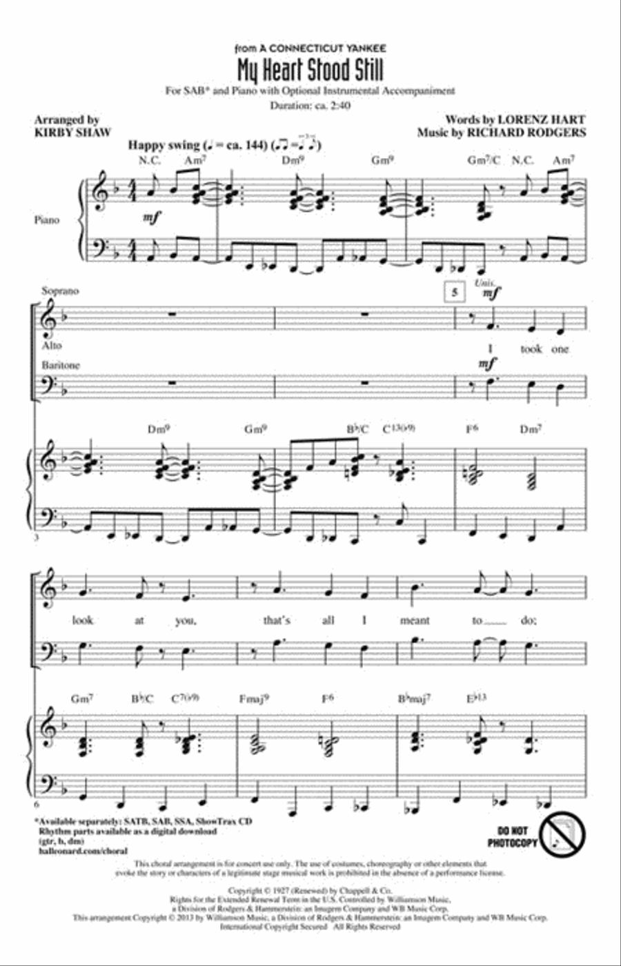 My Heart Stood Still 3-Part scores gallery preview page 2