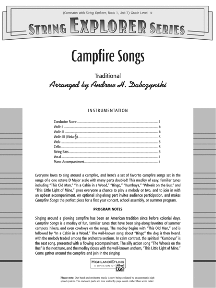 Campfire Songs: Score String Orchestra scores gallery preview page 1