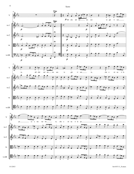 Handel: "Affani del pensier". Aria from Ottone HWV 15 arr. for Voice & String Quartet. Optional ense image number null