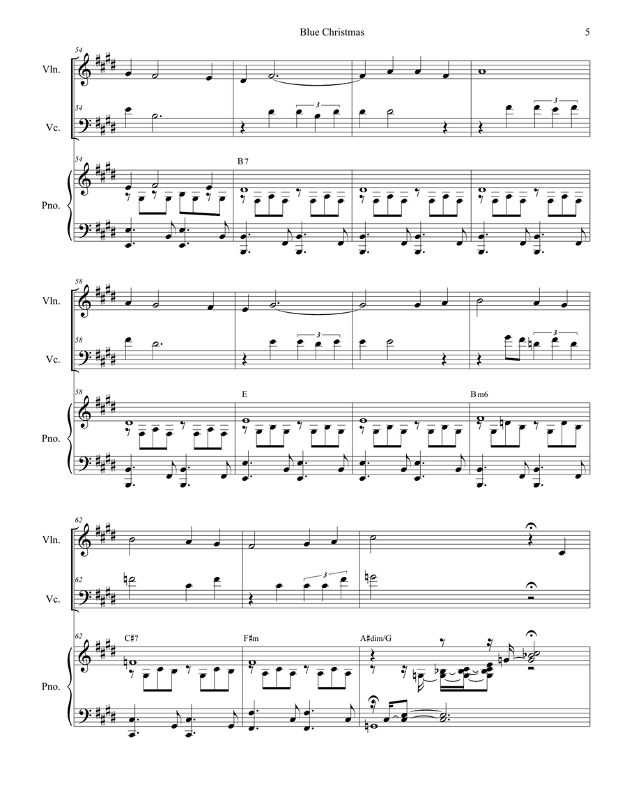 Blue Christmas Piano Trio scores gallery preview page 5