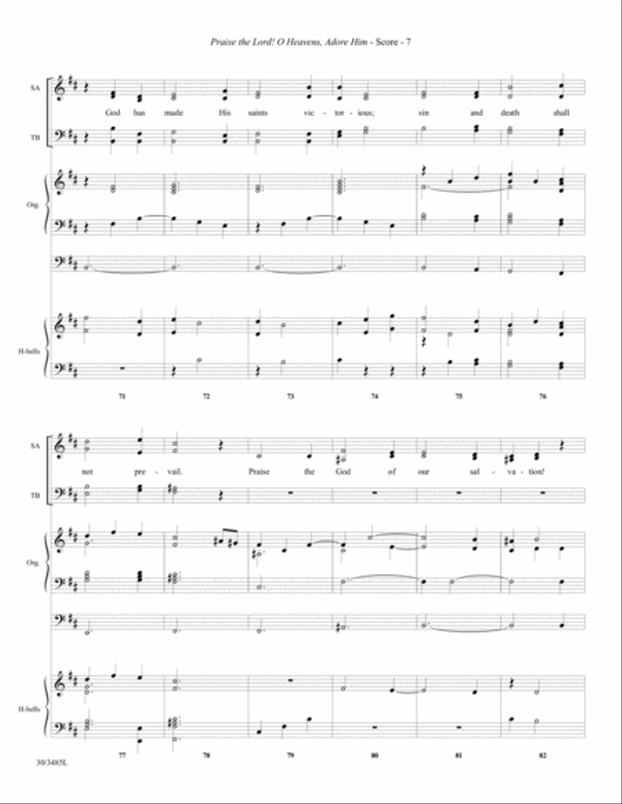Praise the Lord! O Heavens, Adore Him - Reproducible Handbell Part 5-Octaves scores gallery preview page 9