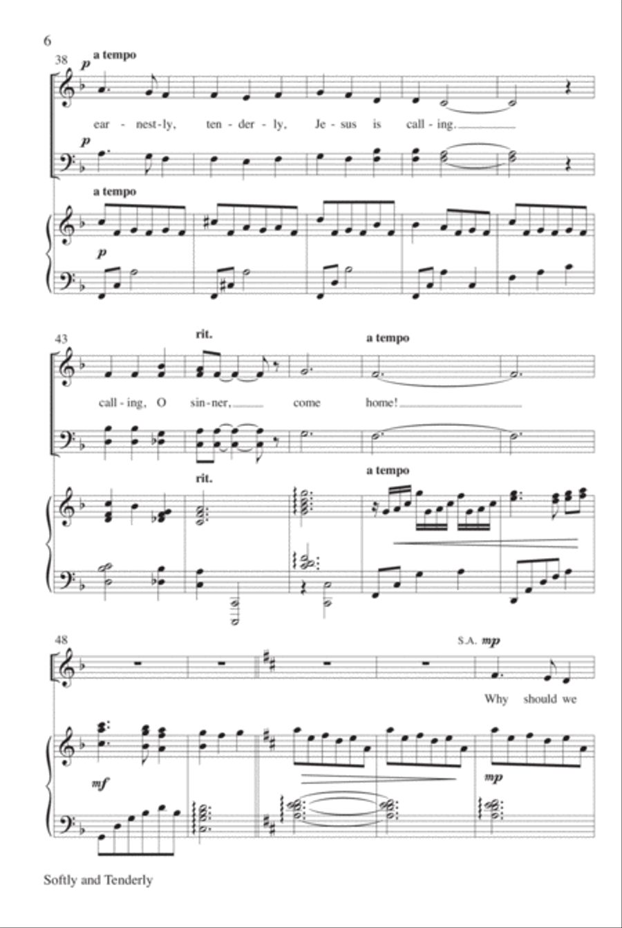 Softly and Tenderly 4-Part scores gallery preview page 6