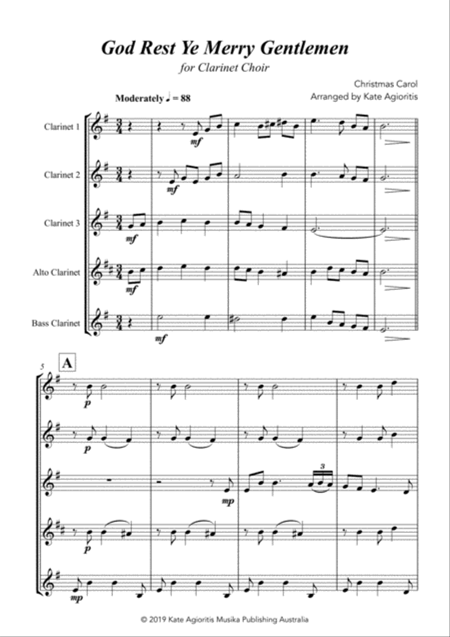 God Rest Ye Merry Gentlemen - for Clarinet Choir Clarinet Choir scores gallery preview page 2