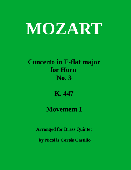 Mozart - Horn Concerto No. 3 Movement 1 - Brass Quintet image number null