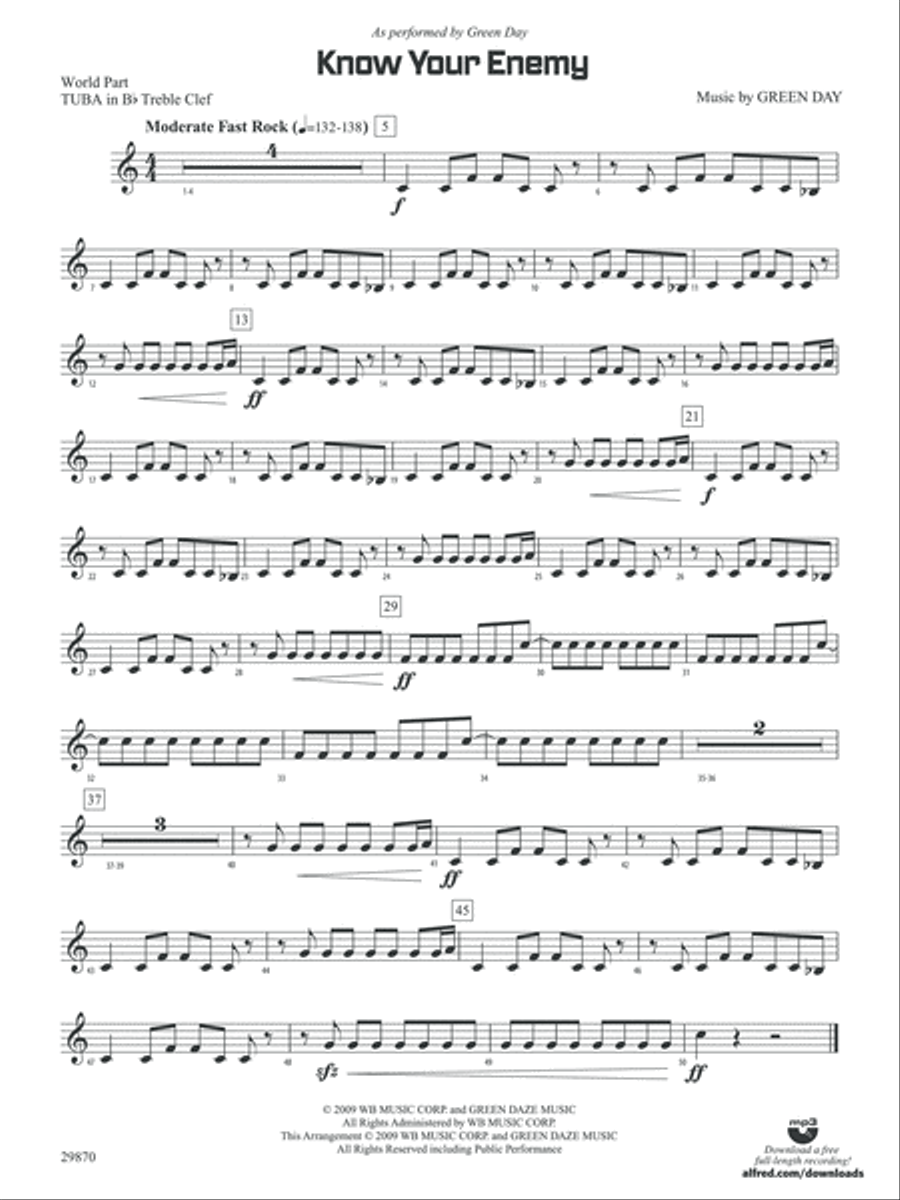 Know Your Enemy: (World Part) B-flat Tuba T.C. Concert Band scores gallery preview page 1