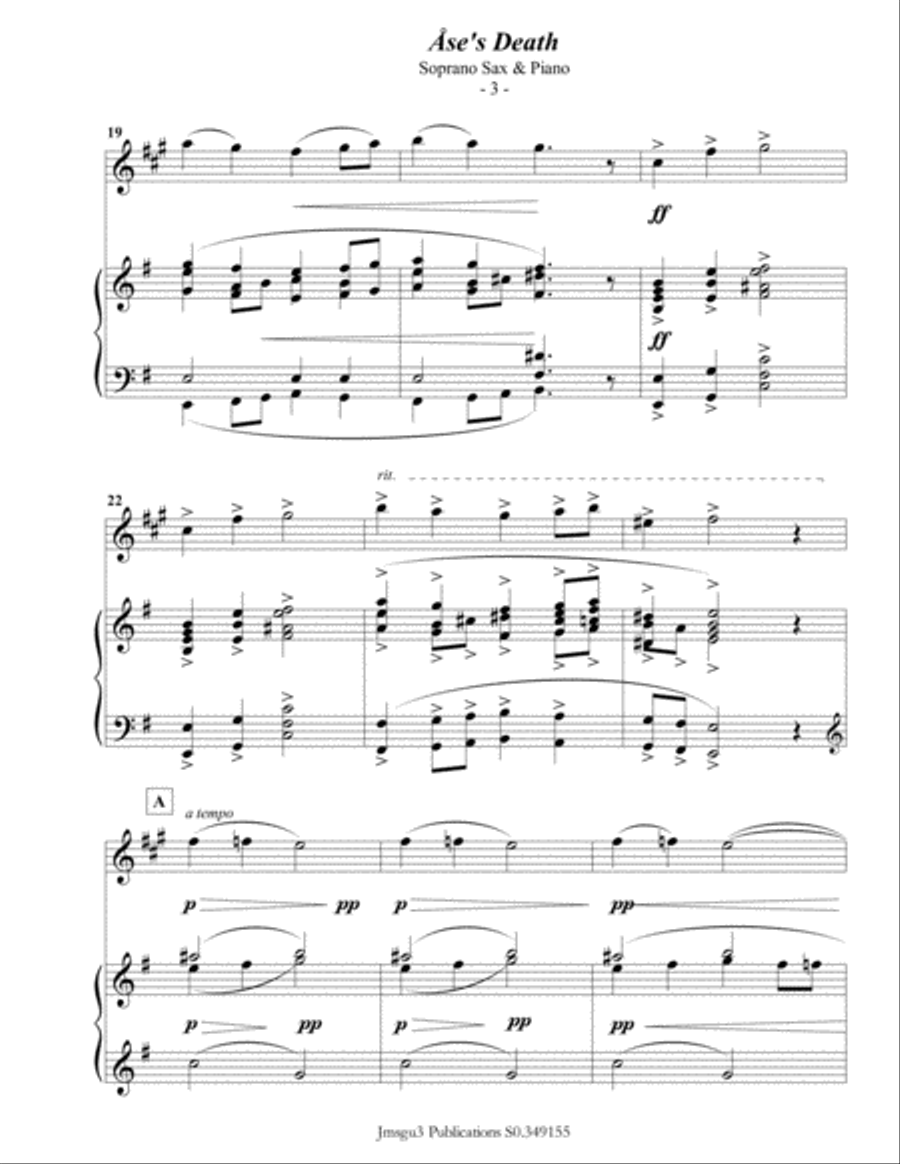 Grieg: Ase's Death from Peer Gynt Suite for Soprano Sax & Piano Soprano Saxophone scores gallery preview page 4