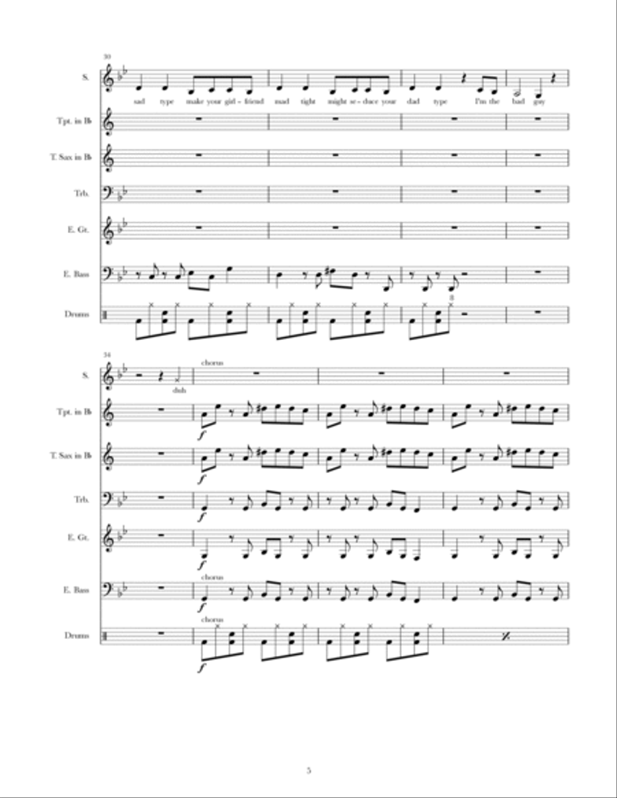 Bad Guy - Score Only Jazz Ensemble scores gallery preview page 5