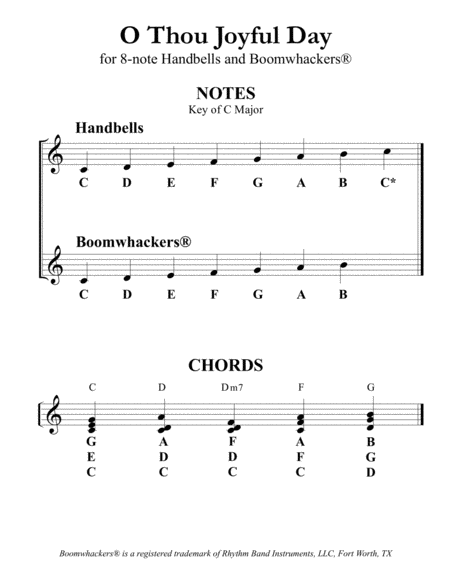 O Thou Joyful Day for 8-note Bells and Boomwhackers® (with Black and White Notes) image number null