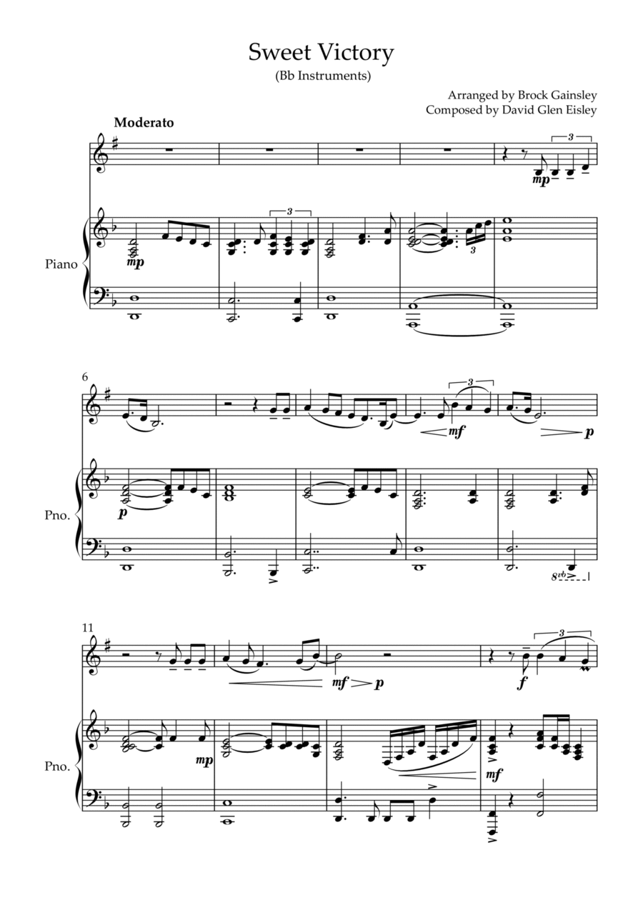 Sweet Victory Solo for Bb Piano scores gallery preview page 1