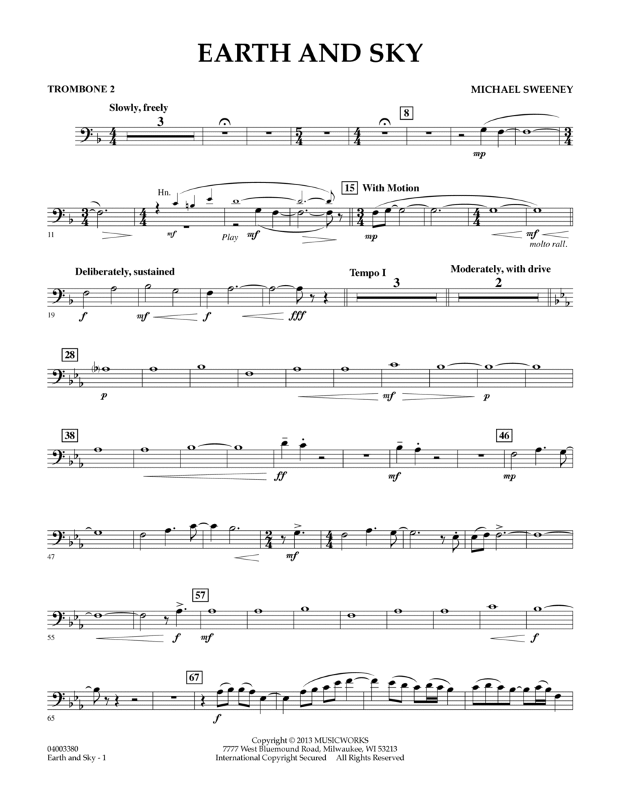 Earth and Sky - Trombone 2 Concert Band scores gallery preview page 1