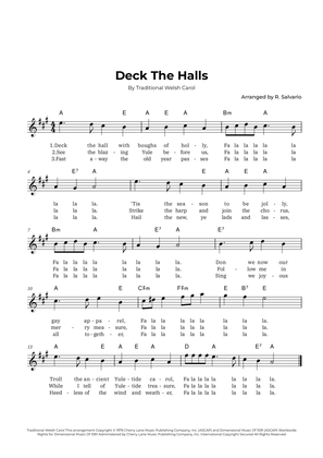 Deck The Halls (Key of A Major)